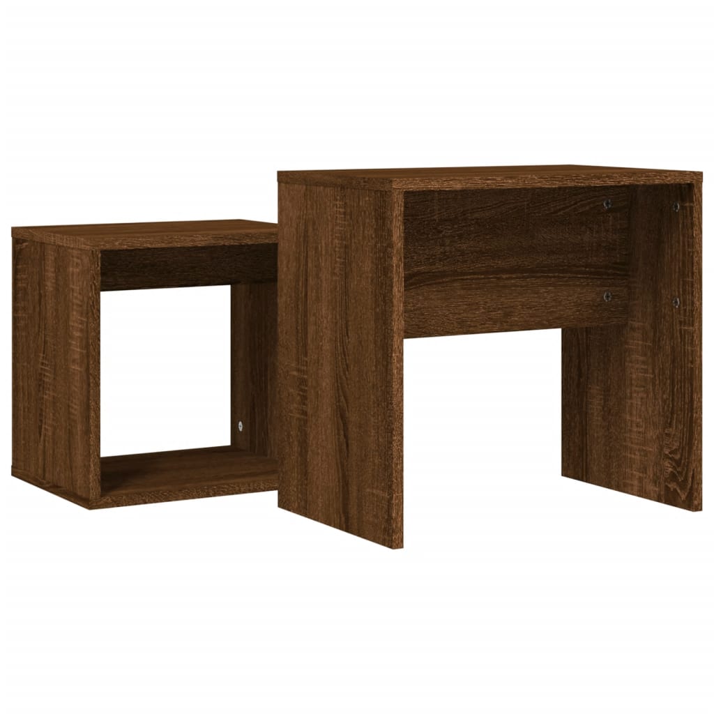 Nesting Coffee Tables 2 pcs Brown Oak Engineered Wood - Bargainia.com - 