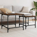 Nesting Coffee Tables 2 pcs Brown Oak Engineered Wood - Bargainia.com - 