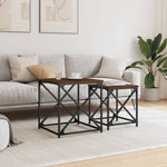 Nesting Coffee Tables 2 pcs Brown Oak Engineered Wood - Bargainia.com - 