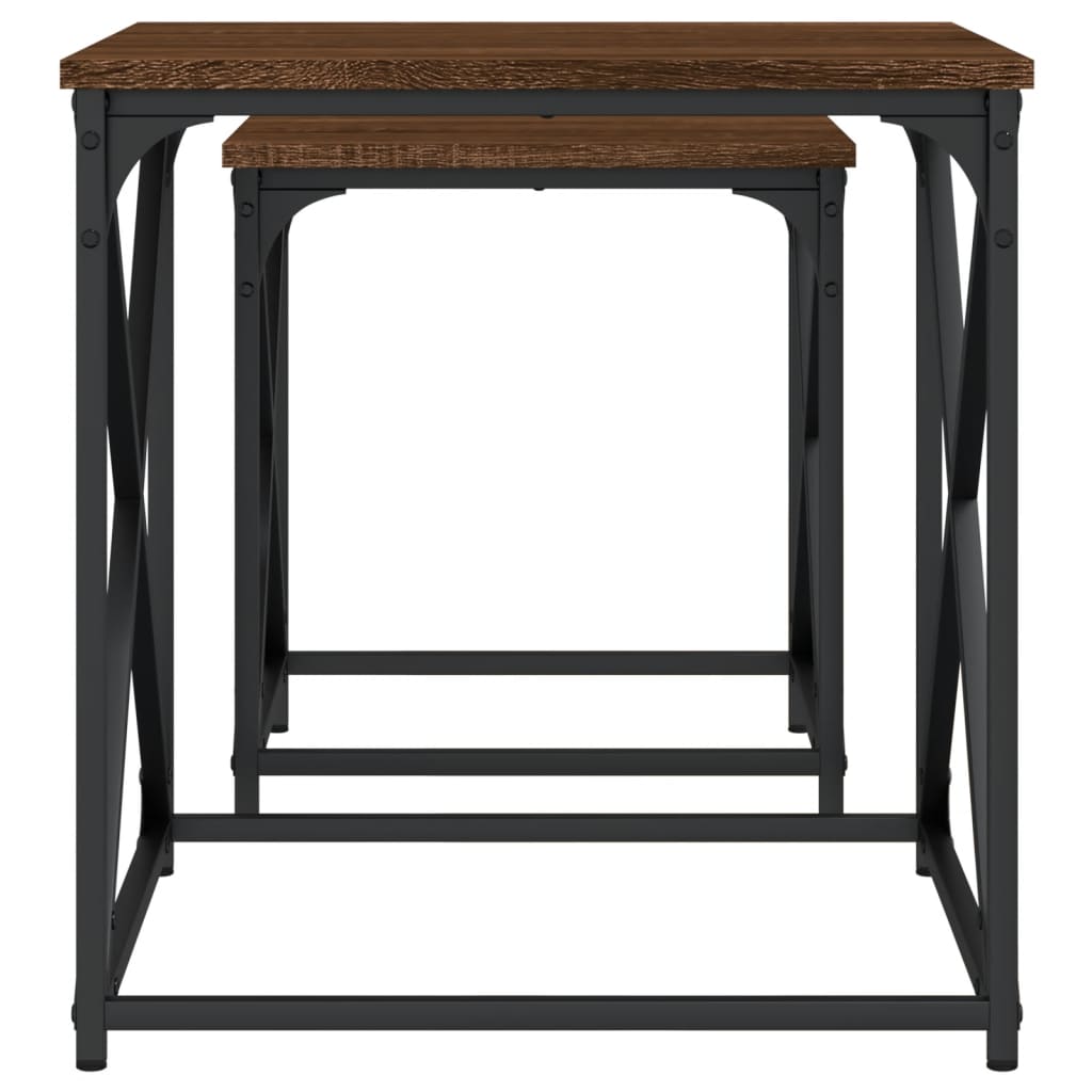 Nesting Coffee Tables 2 pcs Brown Oak Engineered Wood - Bargainia.com - 