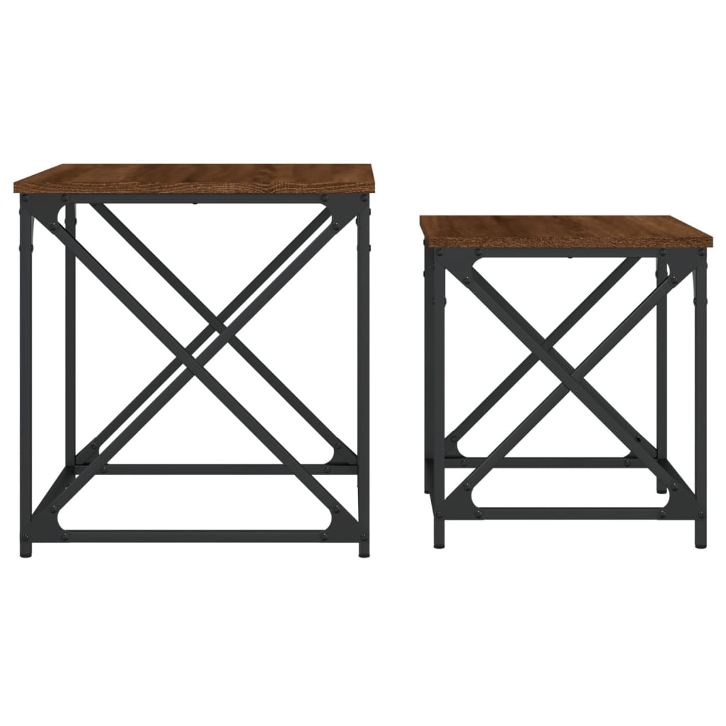 Nesting Coffee Tables 2 pcs Brown Oak Engineered Wood - Bargainia.com - 