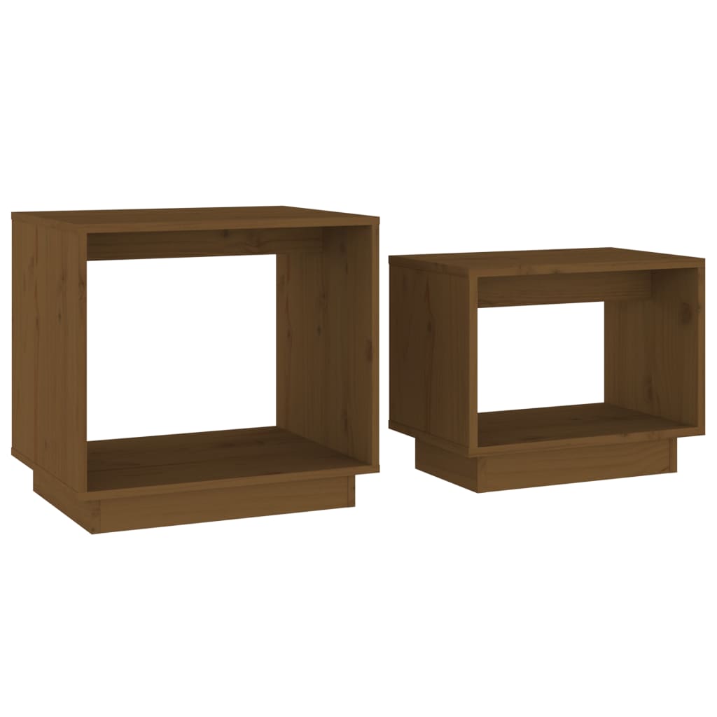 Nesting Coffee Tables 2 pcs Honey Brown Solid Wood Pine - Bargainia.com - 