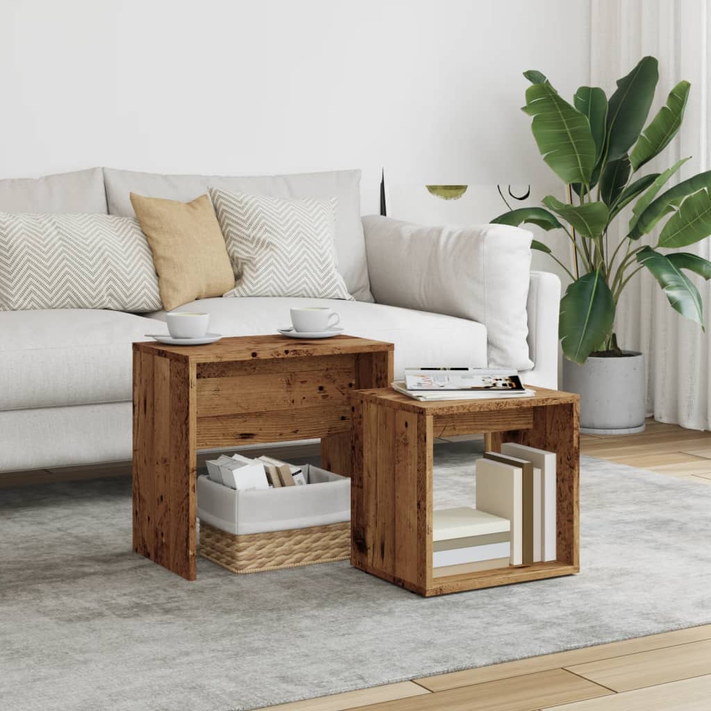 Nesting Coffee Tables 2 pcs Old Wood Engineered Wood - Bargainia.com - 
