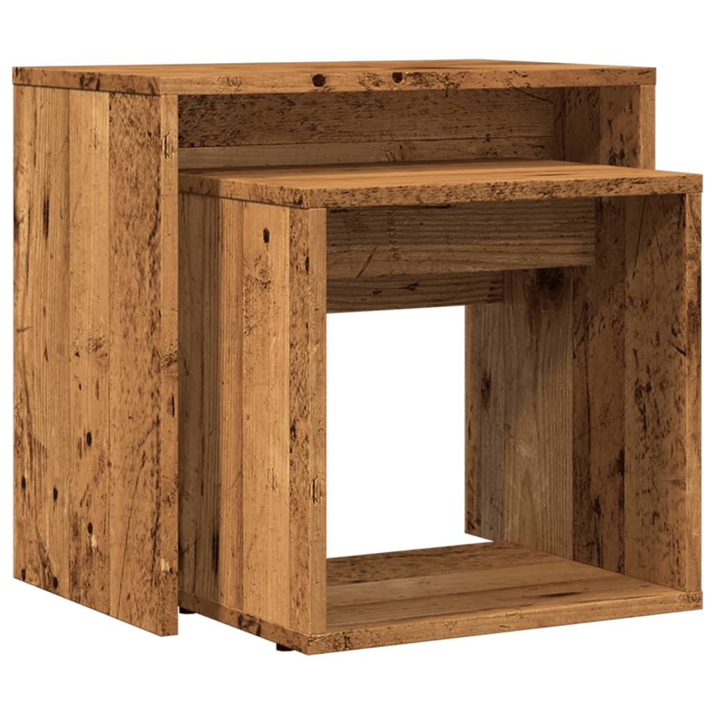 Nesting Coffee Tables 2 pcs Old Wood Engineered Wood - Bargainia.com - 