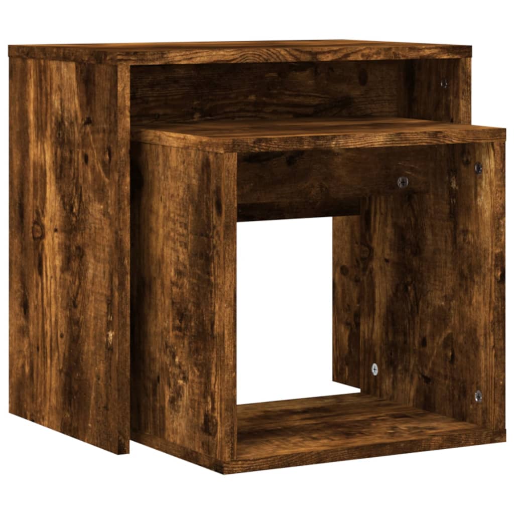 Nesting Coffee Tables 2 pcs Smoked Oak Engineered Wood - Bargainia.com - 
