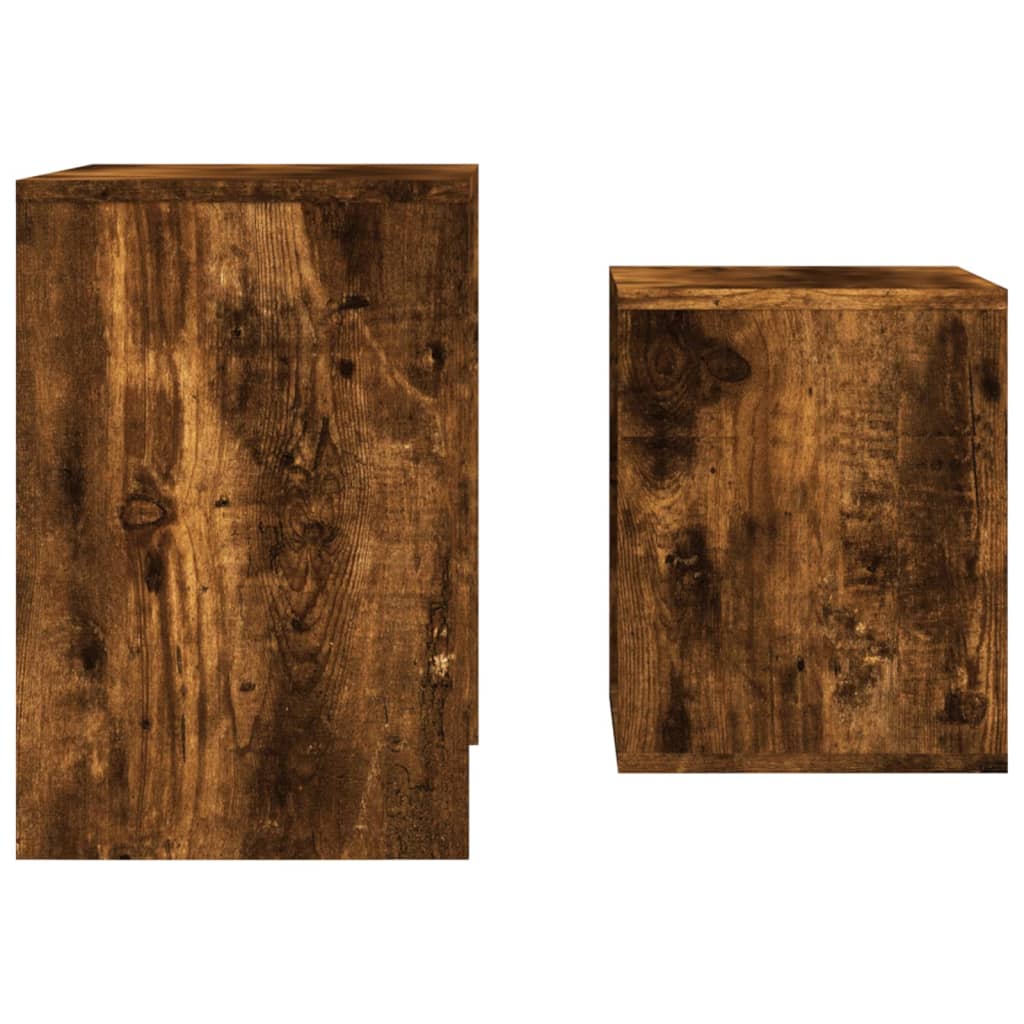 Nesting Coffee Tables 2 pcs Smoked Oak Engineered Wood - Bargainia.com - 