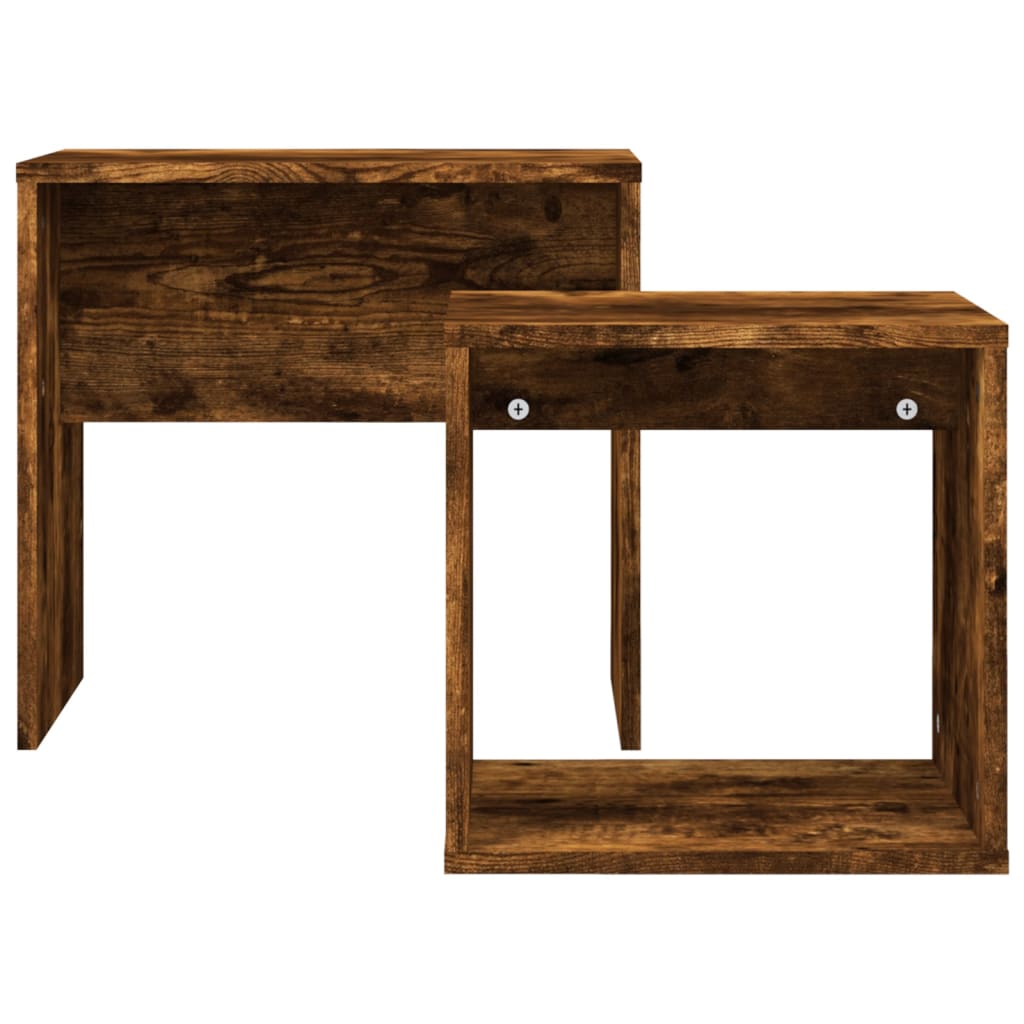 Nesting Coffee Tables 2 pcs Smoked Oak Engineered Wood - Bargainia.com - 