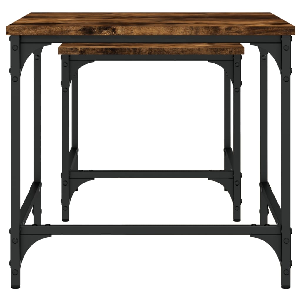 Nesting Coffee Tables 2 pcs Smoked Oak Engineered Wood - Bargainia.com - 
