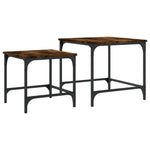 Nesting Coffee Tables 2 pcs Smoked Oak Engineered Wood - Bargainia.com - 