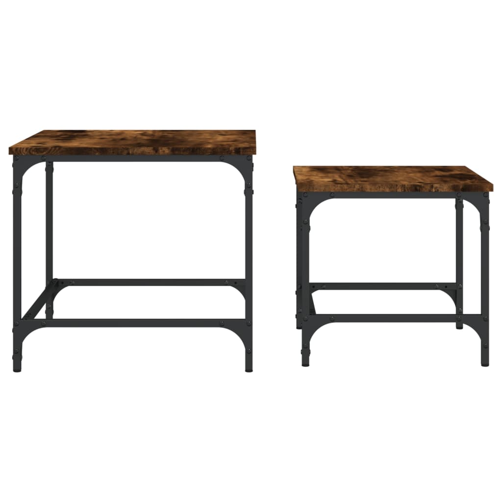 Nesting Coffee Tables 2 pcs Smoked Oak Engineered Wood - Bargainia.com - 