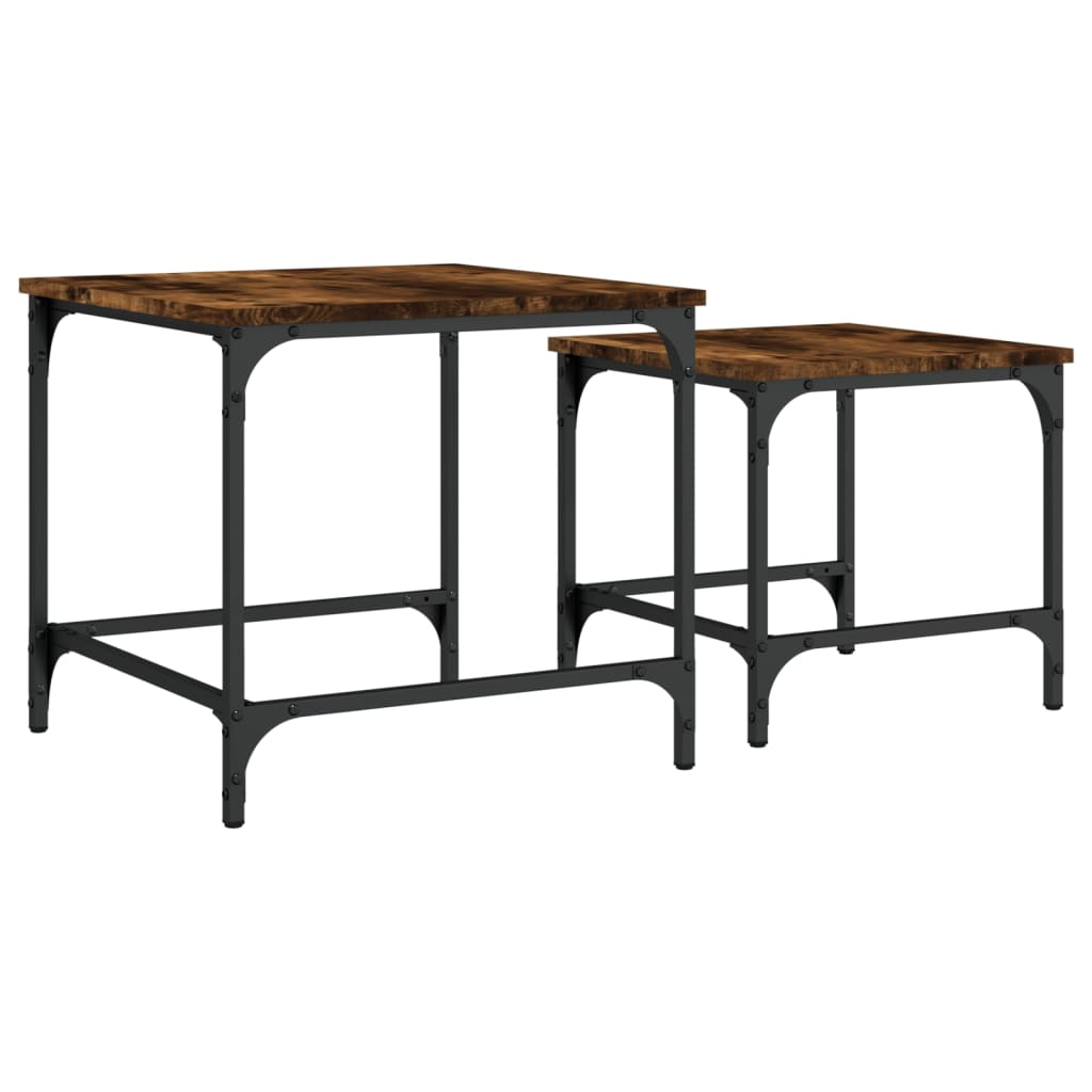 Nesting Coffee Tables 2 pcs Smoked Oak Engineered Wood - Bargainia.com - 