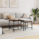 Nesting Coffee Tables 2 pcs Smoked Oak Engineered Wood - Bargainia.com - 
