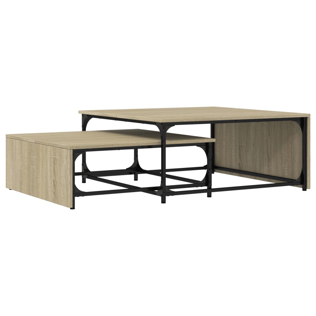 Nesting Coffee Tables 2 pcs Sonoma Oak Engineered Wood and Metal - Bargainia.com - 