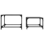 Nesting Coffee Tables 2 pcs with Black Glass Top Steel - Bargainia.com - 