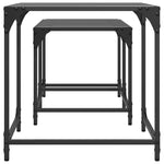Nesting Coffee Tables 2 pcs with Black Glass Top Steel - Bargainia.com - 