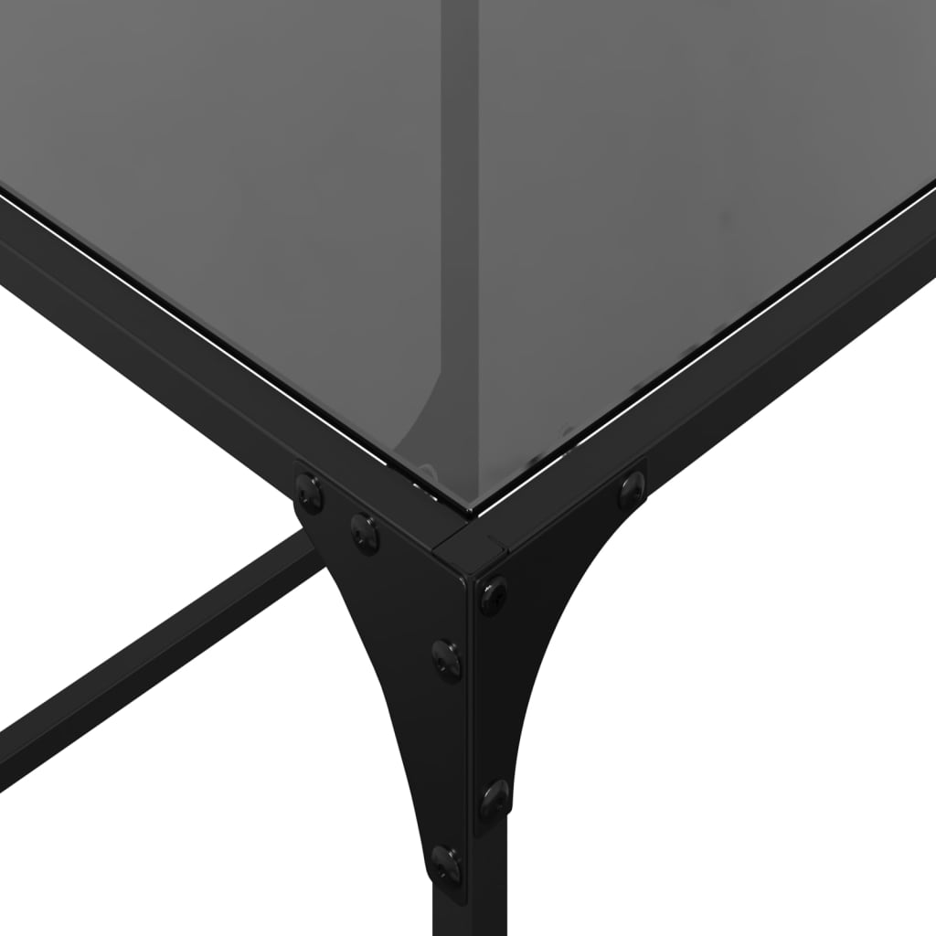Nesting Coffee Tables 2 pcs with Black Glass Top Steel - Bargainia.com - 
