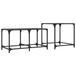 Nesting Coffee Tables 2 pcs with Black Glass Top Steel - Bargainia.com - 