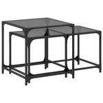 Nesting Coffee Tables 2 pcs with Black Glass Top Steel - Bargainia.com - 