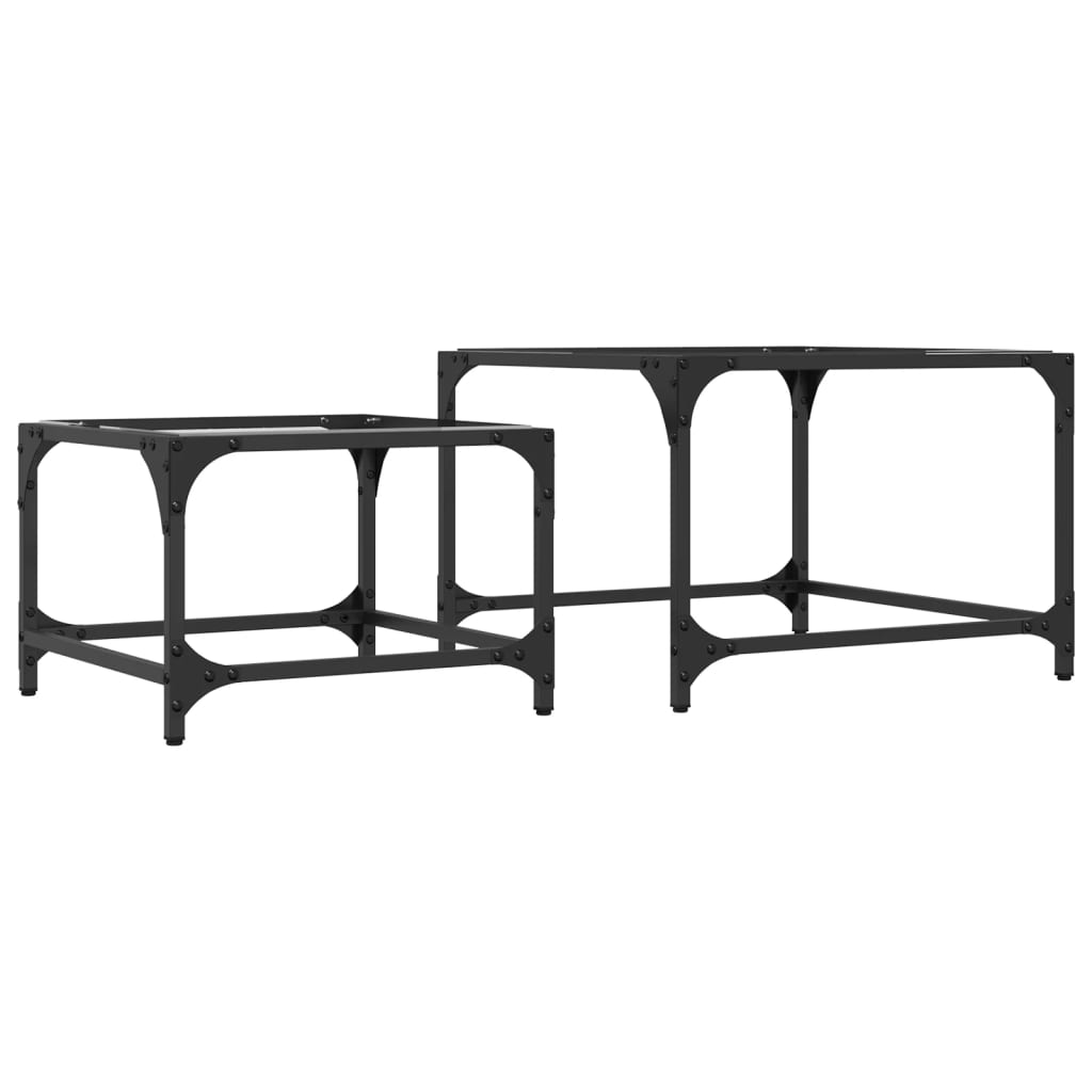 Nesting Coffee Tables 2 pcs with Transparent Glass Top Steel - Bargainia.com - 