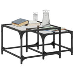 Nesting Coffee Tables 2 pcs with Transparent Glass Top Steel - Bargainia.com - 