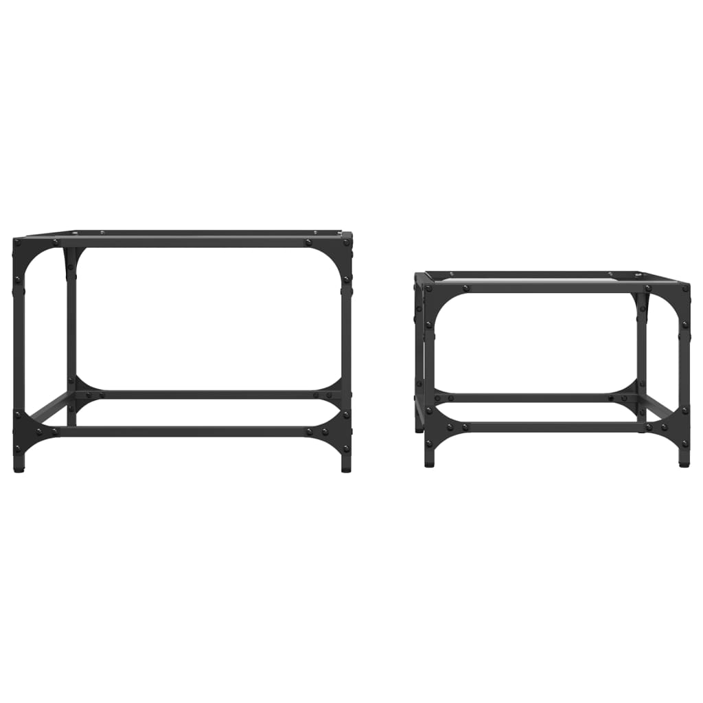 Nesting Coffee Tables 2 pcs with Transparent Glass Top Steel - Bargainia.com - 