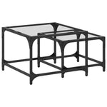 Nesting Coffee Tables 2 pcs with Transparent Glass Top Steel - Bargainia.com - 