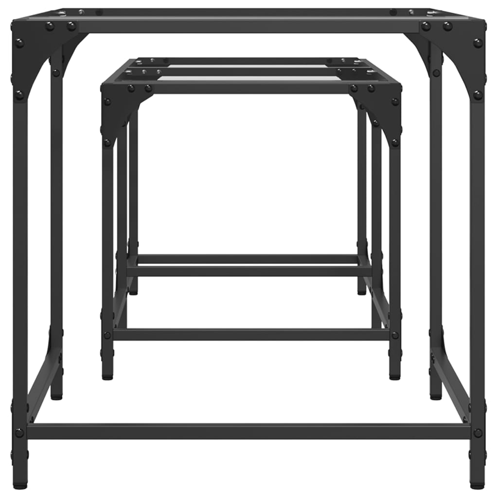 Nesting Coffee Tables 2 pcs with Transparent Glass Top Steel - Bargainia.com - 