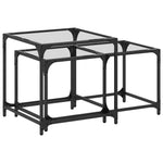 Nesting Coffee Tables 2 pcs with Transparent Glass Top Steel - Bargainia.com - 
