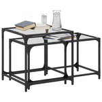 Nesting Coffee Tables 2 pcs with Transparent Glass Top Steel - Bargainia.com - 