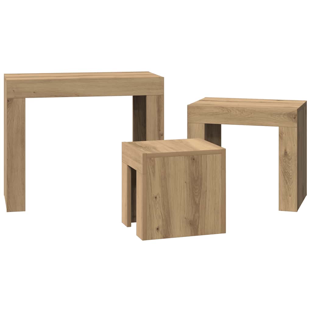 Nesting Coffee Tables 3 pcs Artisian Oak Engineered Wood - Bargainia.com - 