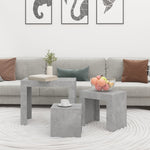 Nesting Coffee Tables 3 pcs Concrete Grey Engineered Wood - Bargainia.com - 