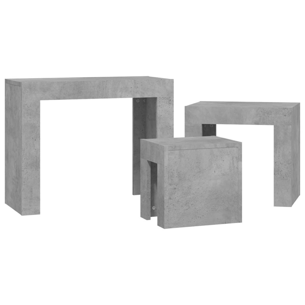 Nesting Coffee Tables 3 pcs Concrete Grey Engineered Wood - Bargainia.com - 8720286610824 - 808544