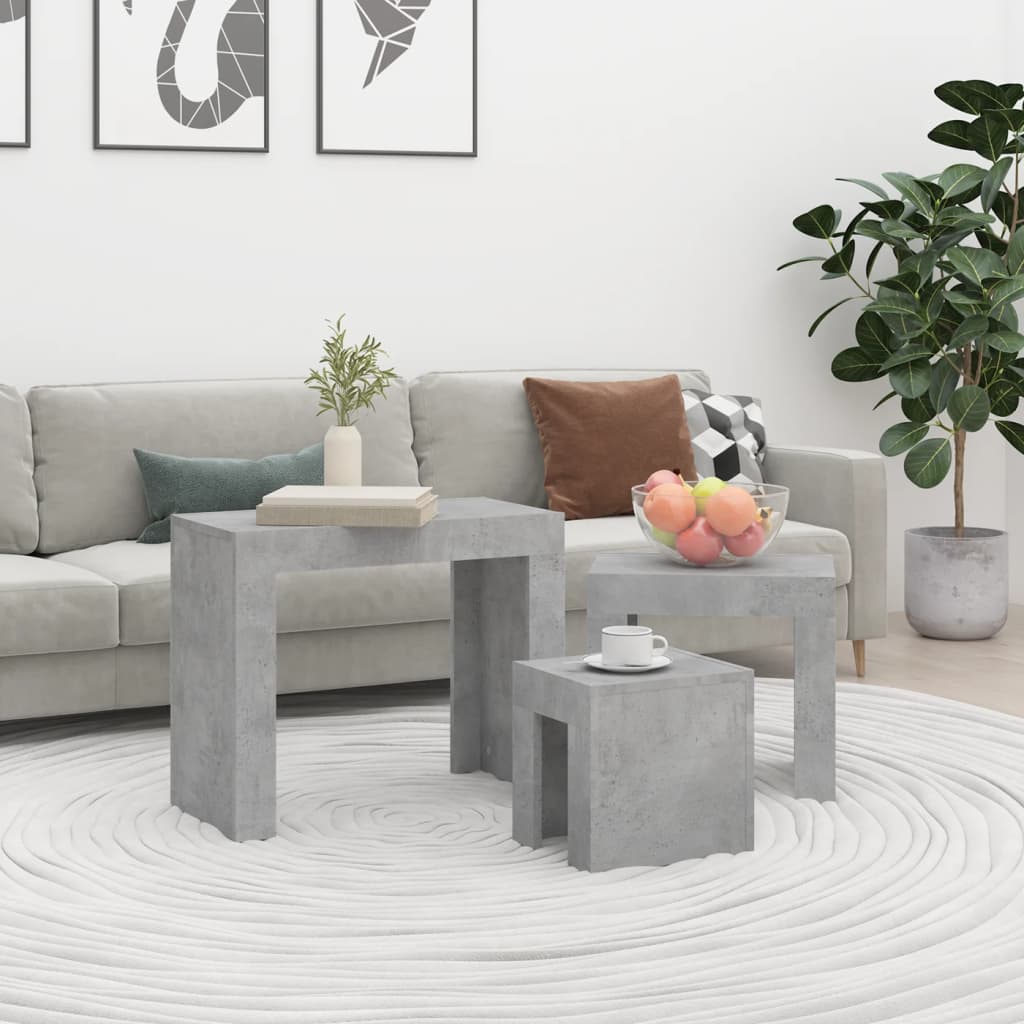 Nesting Coffee Tables 3 pcs Concrete Grey Engineered Wood - Bargainia.com - 8720286610824 - 808544
