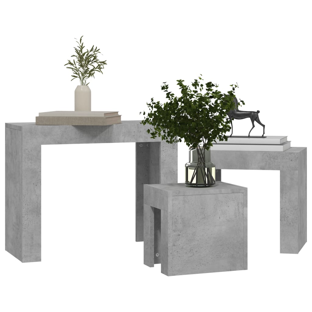 Nesting Coffee Tables 3 pcs Concrete Grey Engineered Wood - Bargainia.com - 8720286610824 - 808544