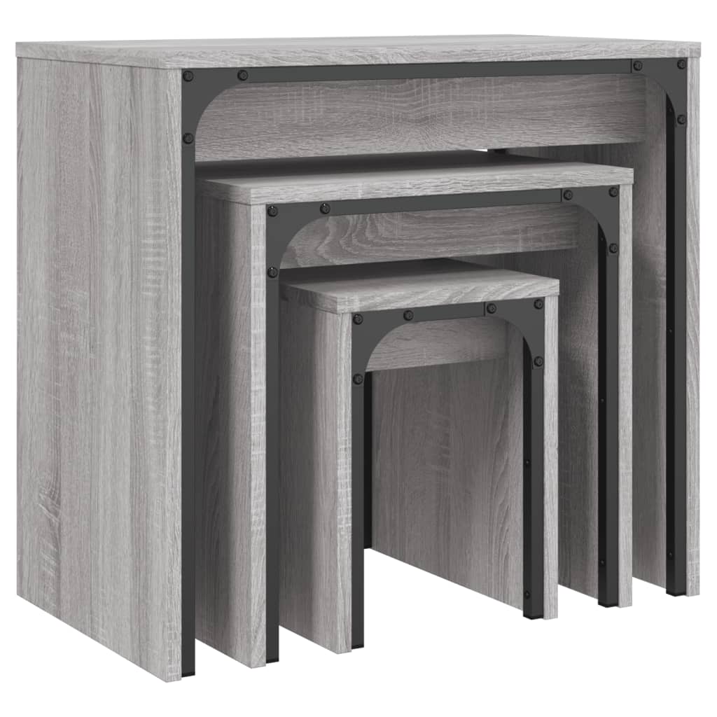 Nesting Coffee Tables 3 pcs Grey Sonoma Engineered Wood - Bargainia.com - 
