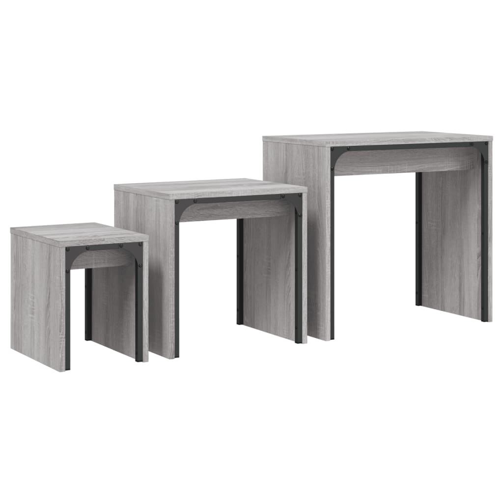 Nesting Coffee Tables 3 pcs Grey Sonoma Engineered Wood - Bargainia.com - 