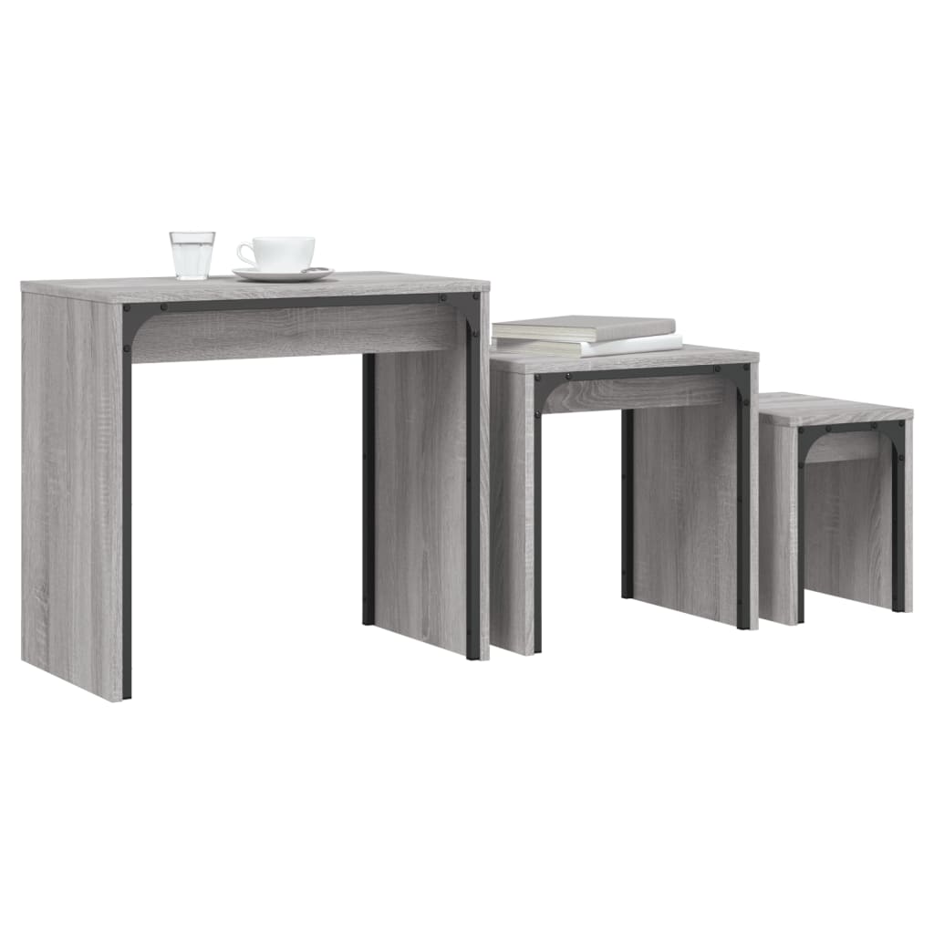 Nesting Coffee Tables 3 pcs Grey Sonoma Engineered Wood - Bargainia.com - 