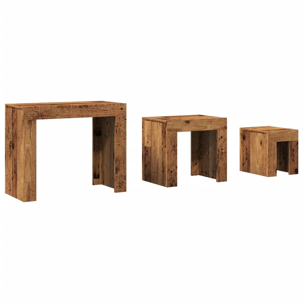 Nesting Coffee Tables 3 pcs Old Wood Engineered Wood - Bargainia.com - 