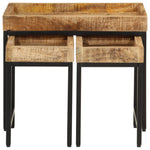 Nesting Coffee Tables 3 pcs Solid Rough Mango Wood and Iron - Bargainia.com - 
