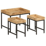 Nesting Coffee Tables 3 pcs Solid Rough Mango Wood and Iron - Bargainia.com - 
