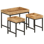 Nesting Coffee Tables 3 pcs Solid Rough Mango Wood and Iron - Bargainia.com - 