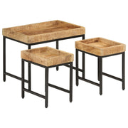 Nesting Coffee Tables 3 pcs Solid Rough Mango Wood and Iron - Bargainia.com - 8721012160897 - 372732