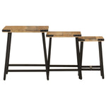 Nesting Coffee Tables 3 pcs Solid Wood Mango and Iron - Bargainia.com - 