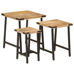 Nesting Coffee Tables 3 pcs Solid Wood Mango and Iron - Bargainia.com - 