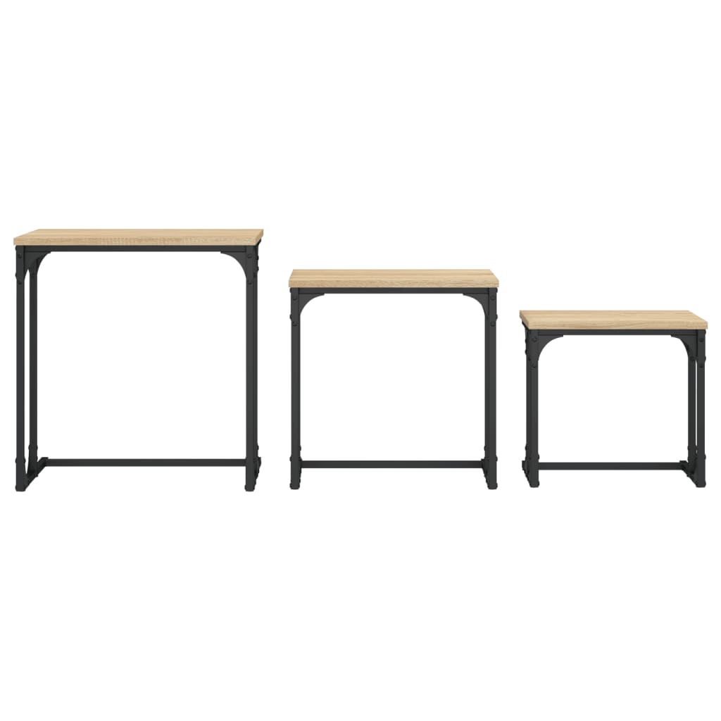 Nesting Coffee Tables 3 pcs Sonoma Oak Engineered Wood - Bargainia.com - 