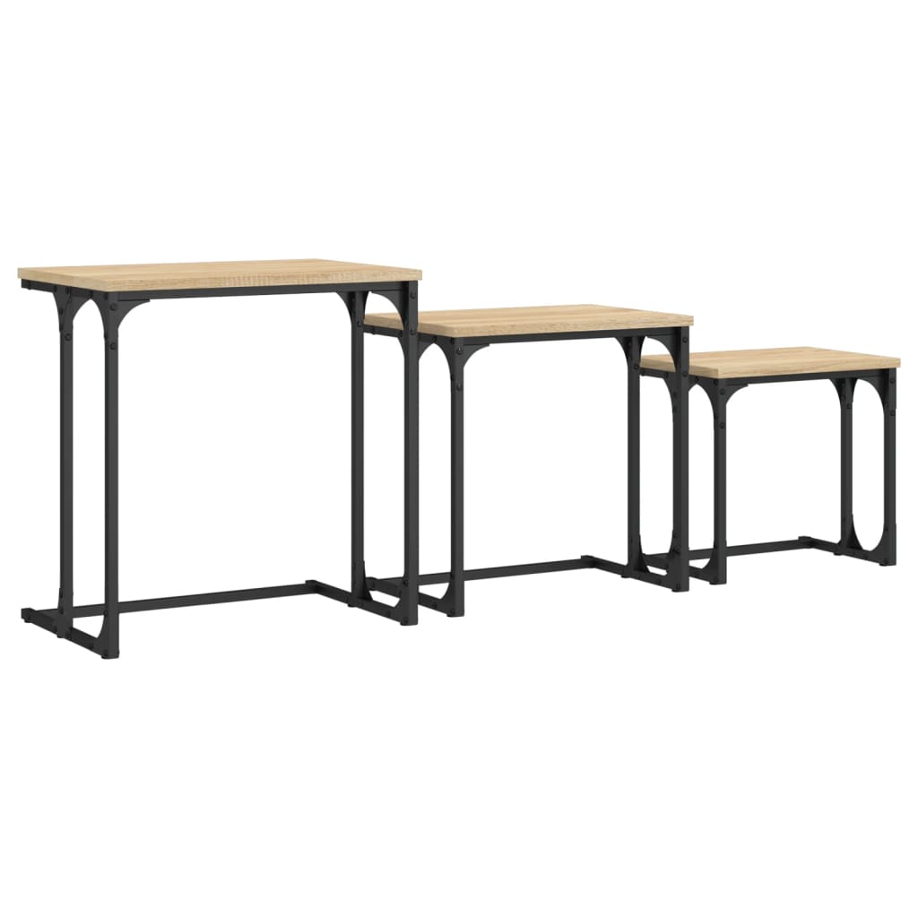Nesting Coffee Tables 3 pcs Sonoma Oak Engineered Wood - Bargainia.com - 