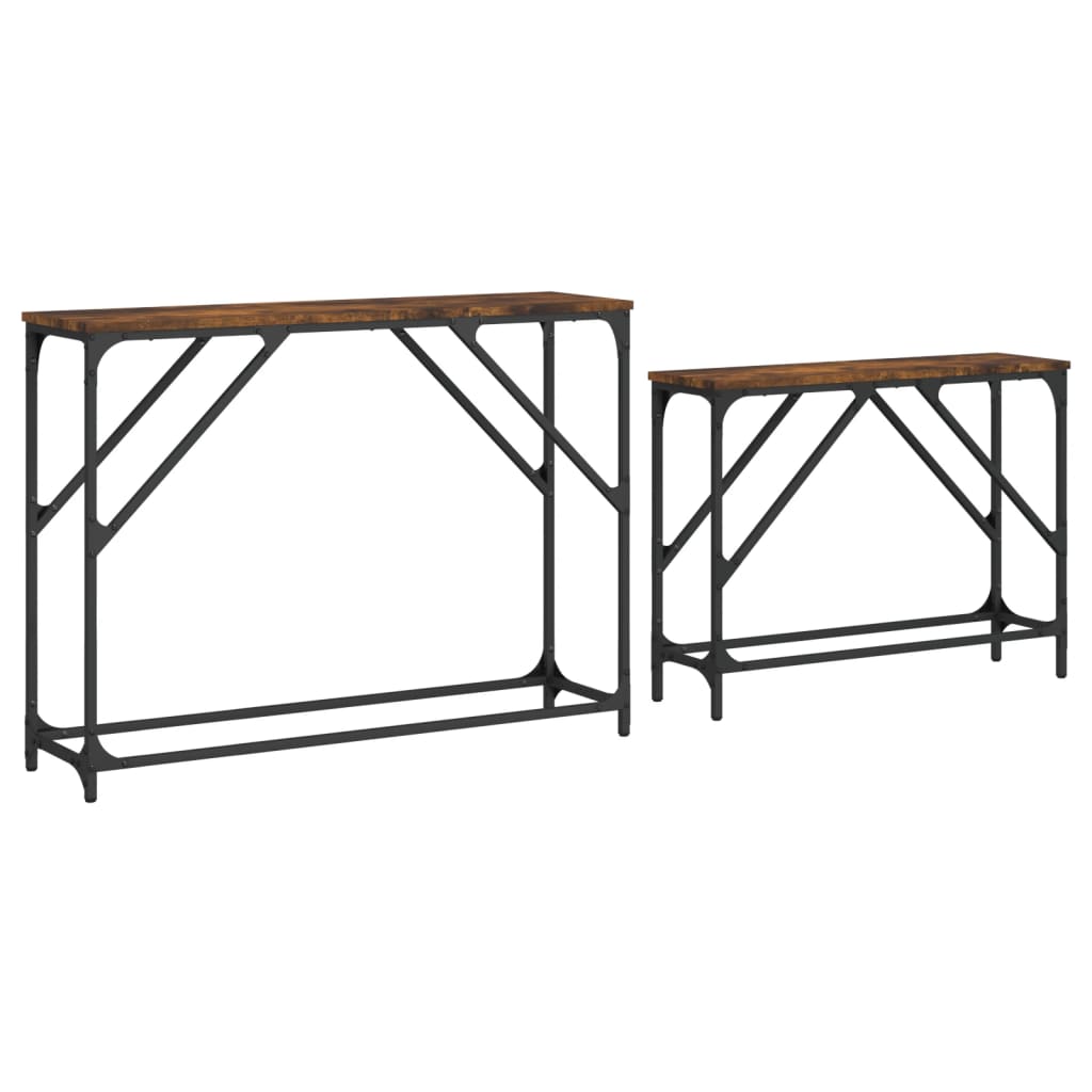 Nesting Console Tables 2 pcs Smoked Oak Engineered Wood - Bargainia.com - 