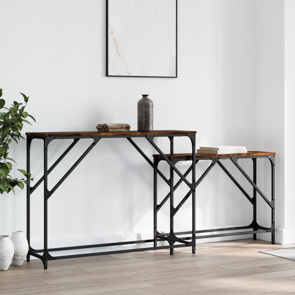 Nesting Console Tables 2 pcs Smoked Oak Engineered Wood - Bargainia.com - 