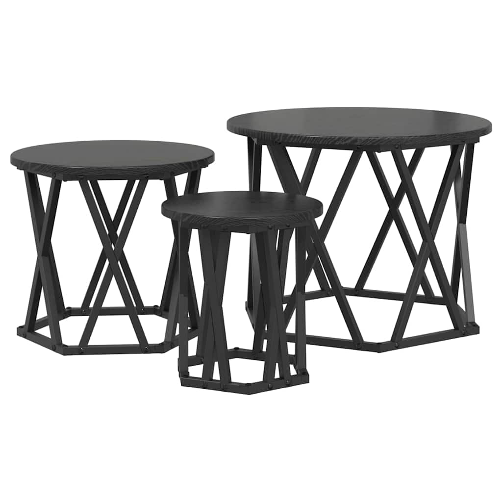 Nesting Side Table 3 pcs Black oak 53 x 53 x 40 cm - Bargainia.com - 