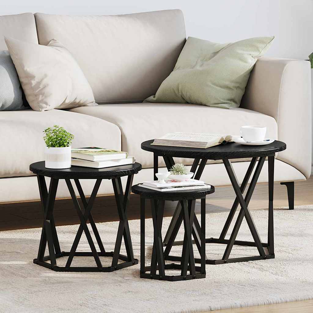 Nesting Side Table 3 pcs Black oak 53 x 53 x 40 cm - Bargainia.com - 
